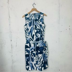 Lafayette 148 New York Blue White Floral Print Dress